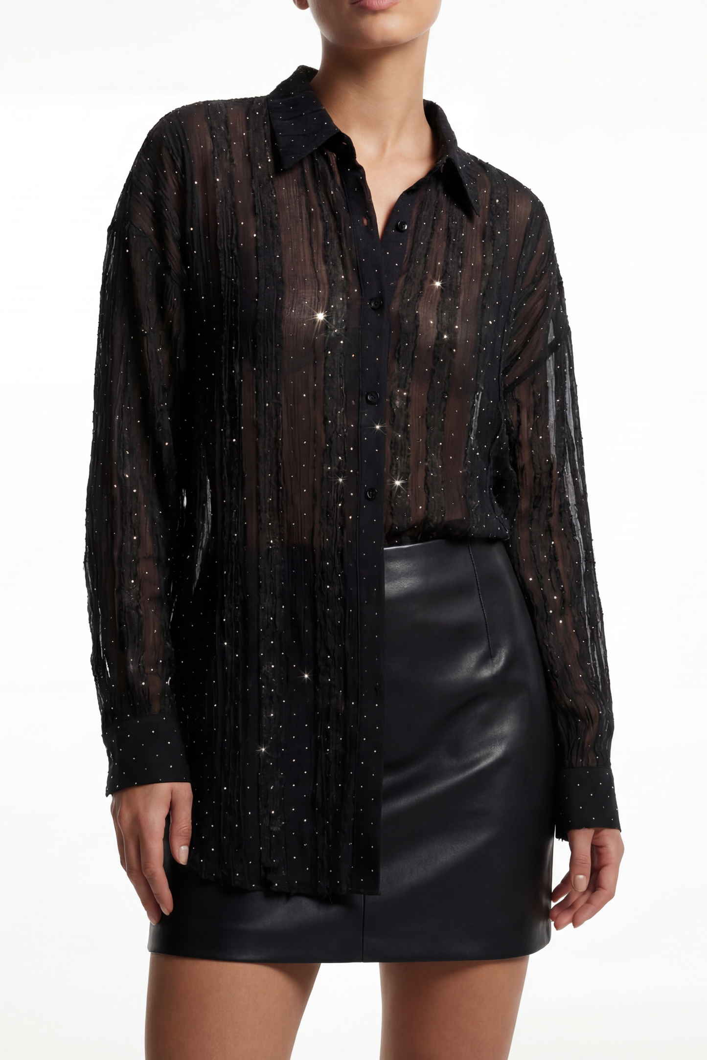 CAMICIA PLISSE CON STRASS