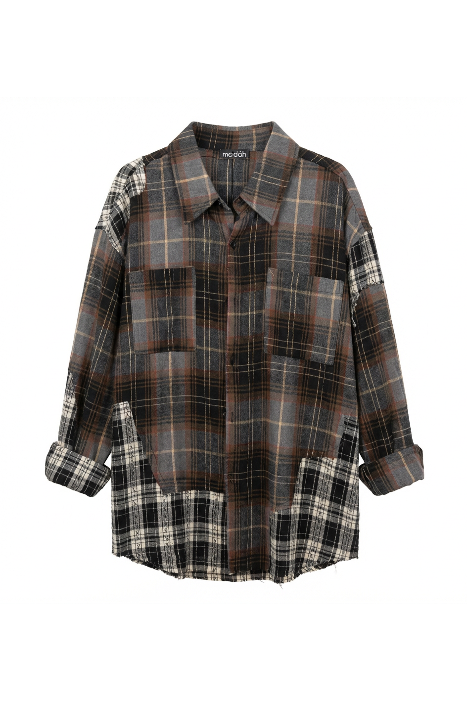 OVERSIZED CHECKED PATCHWORK SHIRT