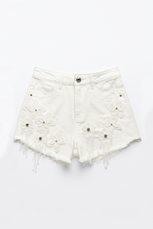 PANTALONCINO BIANCO CON APPLICAZIONI