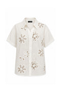 Camicia a Maniche Corte con Ricami Floreali