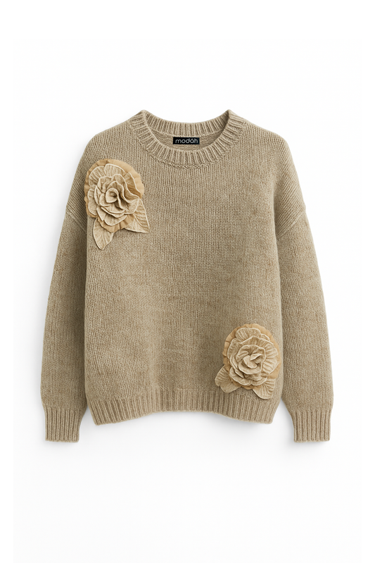 MAGLIONE CON FIORI IN RILIEVO