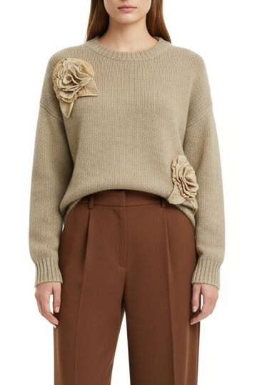 SWEATER WITH EMBOSSED FLOWERS