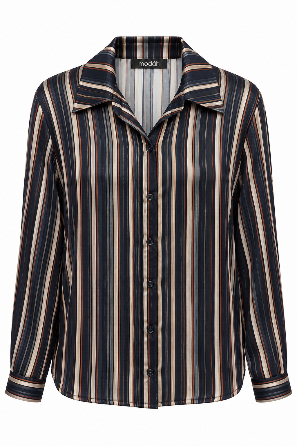 Camicia Semitrasparente a Righe Multicolore