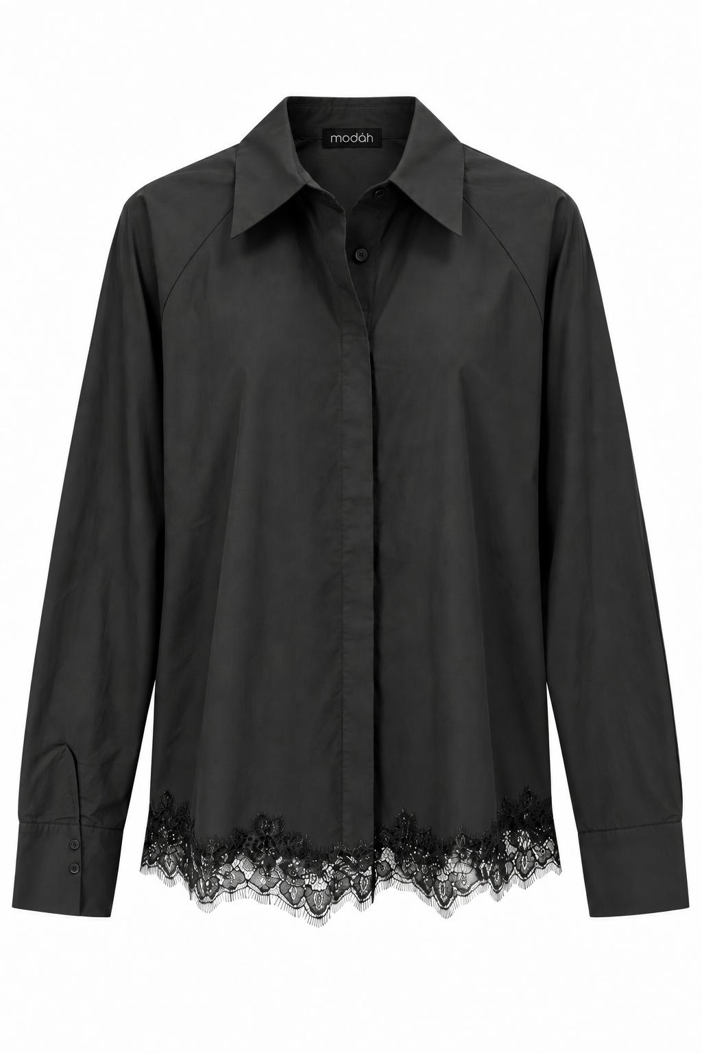 Camicia in Cotone con Bordo in Pizzo Pizzo