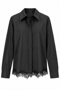 Camicia in Cotone con Bordo in Pizzo Pizzo