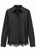 Camicia in Cotone con Bordo in Pizzo Pizzo