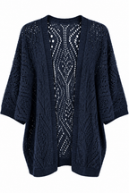 Cardigan Stile Kimono in Maglia Traforata