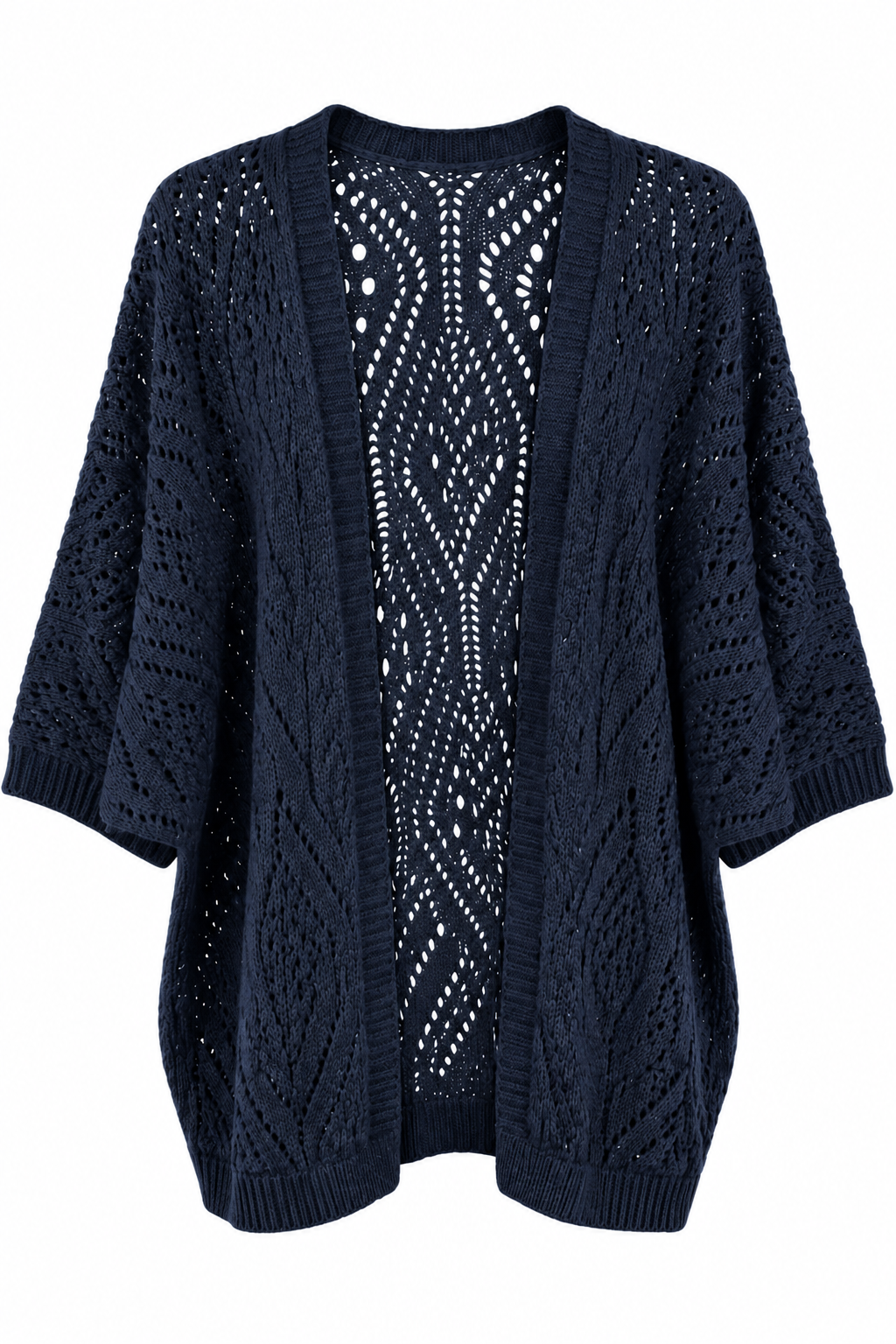 Cardigan Stile Kimono in Maglia Traforata
