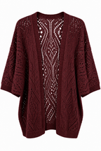 Cardigan Stile Kimono in Maglia Traforata