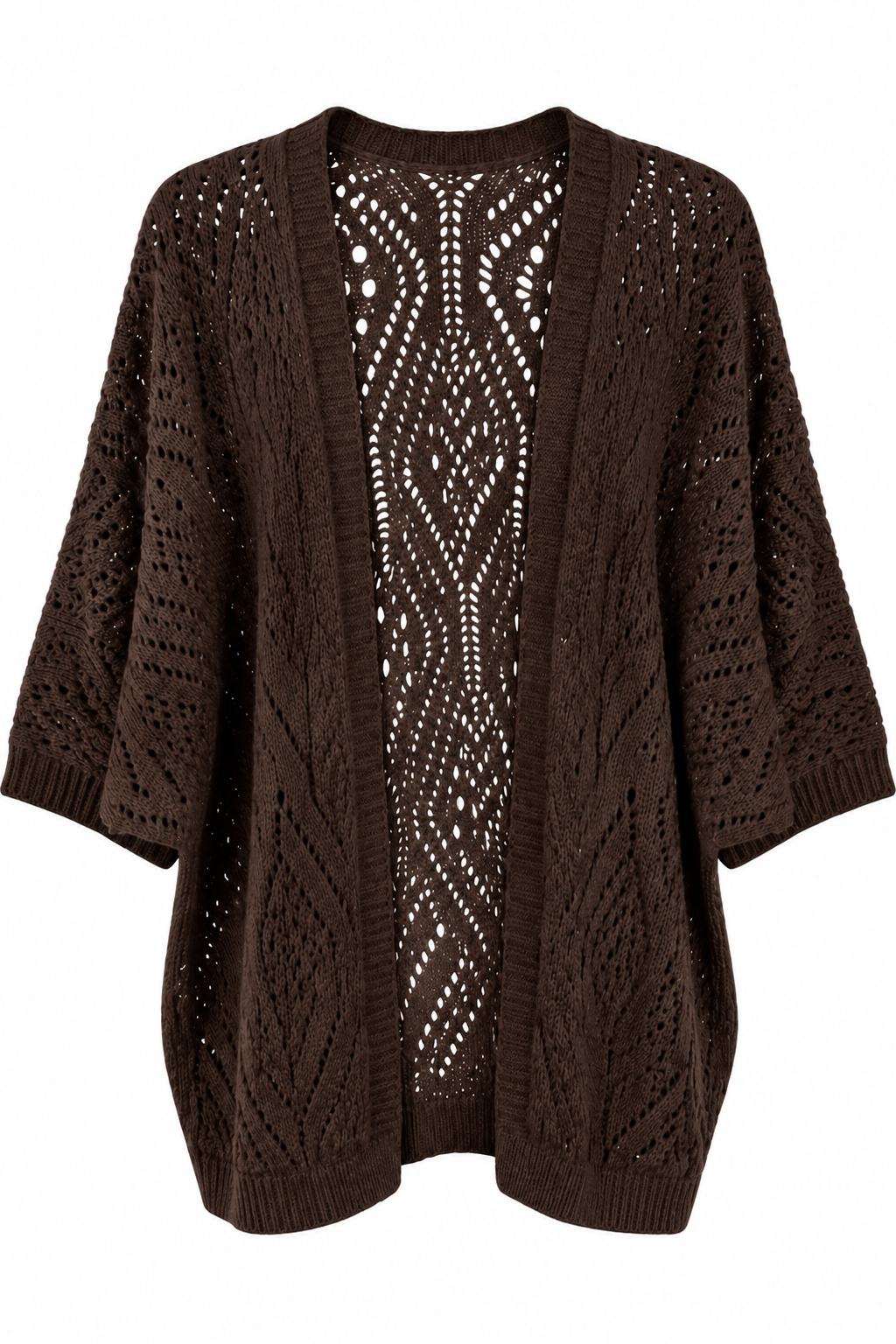 Cardigan Stile Kimono in Maglia Traforata