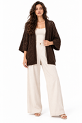 Cardigan Stile Kimono in Maglia Traforata