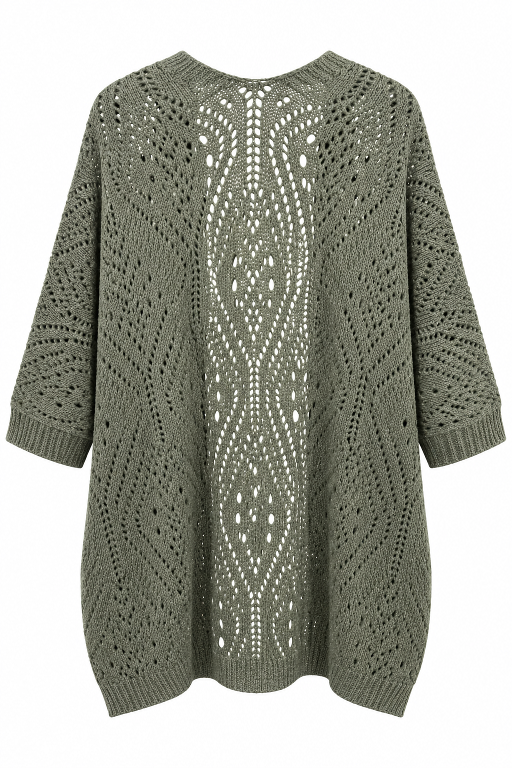Cardigan Stile Kimono in Maglia Traforata