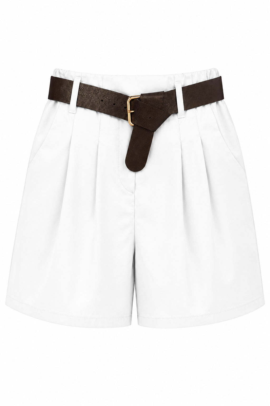 Shorts a Pieghe con Cintura