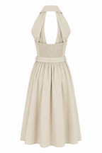 Abito Midi Halter con Colletto e Cintura