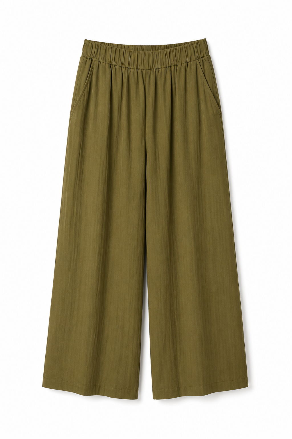 Pantaloni Fluidi a Gamba Larga con Vita Elastica