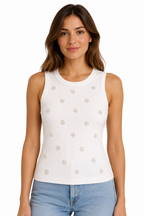 Top a Costine con Margherite di Perle
