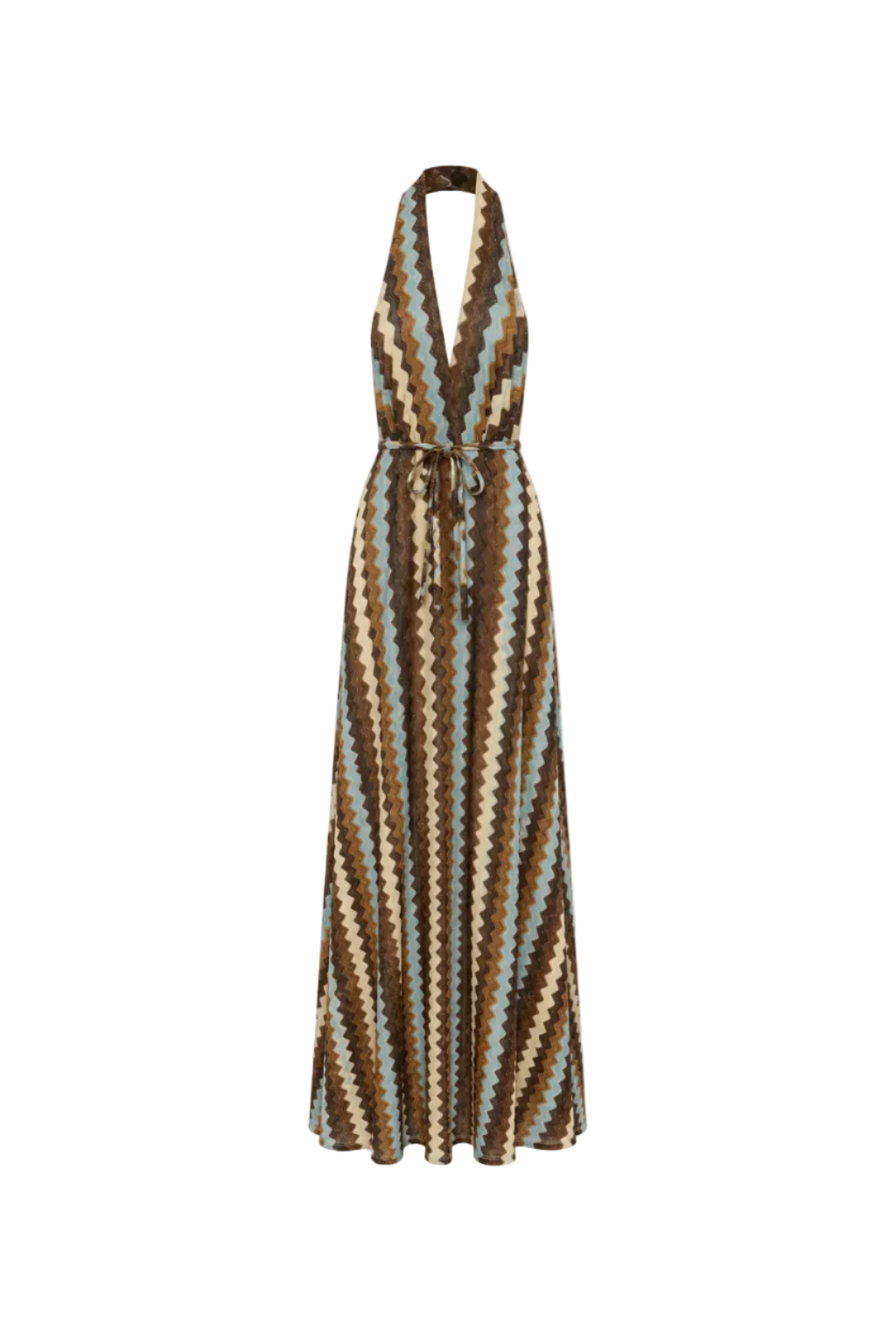 Abito Maxi Halter con Motivo Zigzag