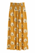 Pantalone Senape con Motivo Etnico e Fiori di Loto