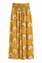 Pantalone Senape con Motivo Etnico e Fiori di Loto