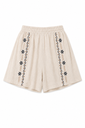 Shorts in Cotone Ricamato Beige