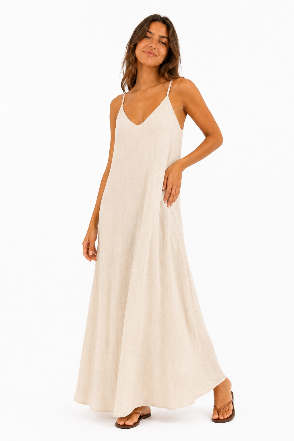 Abito Maxi in Lino Panna