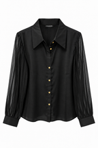 Camicia Elegante con Maniche Plissé