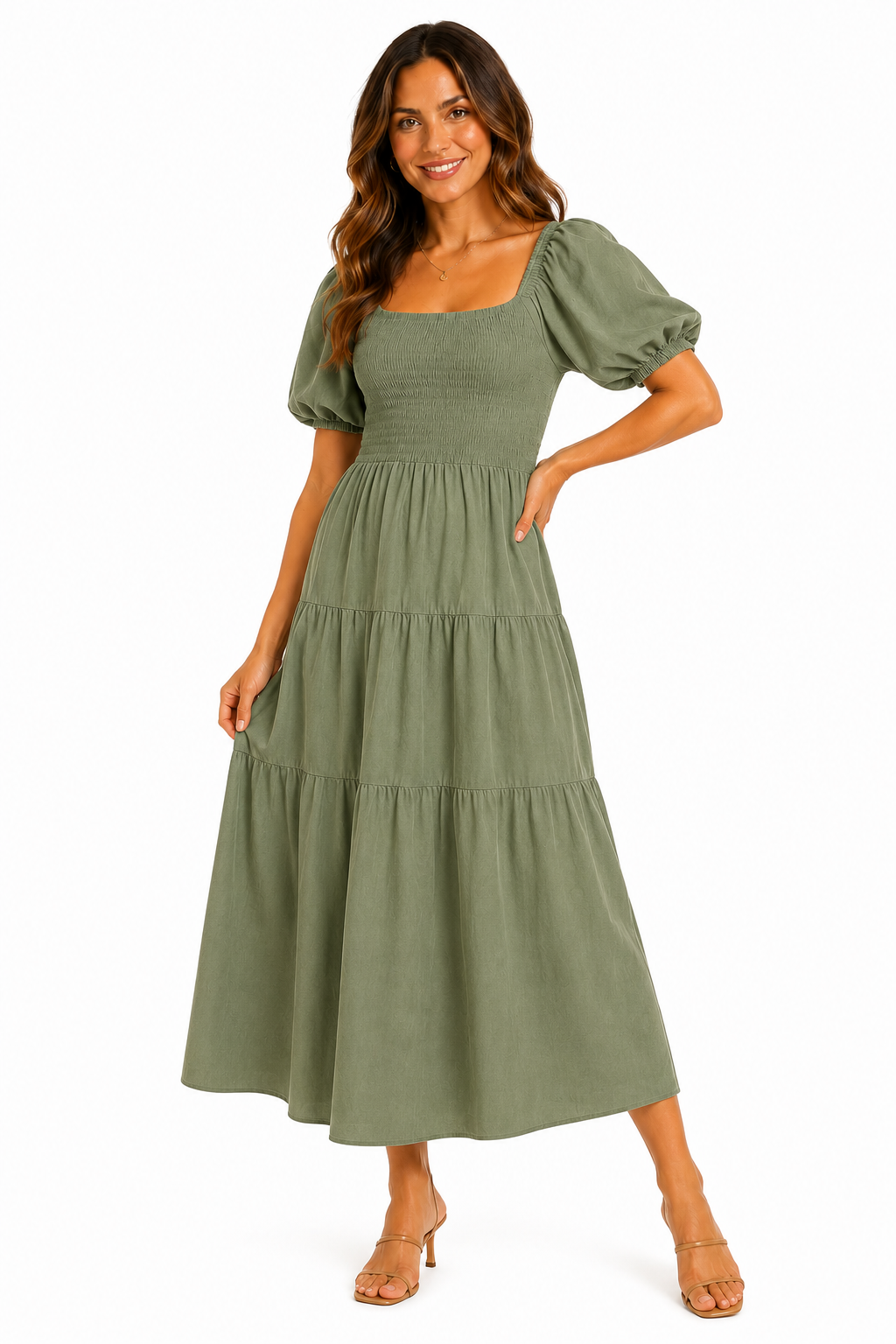 Abito a Balze con Corpetto Smock