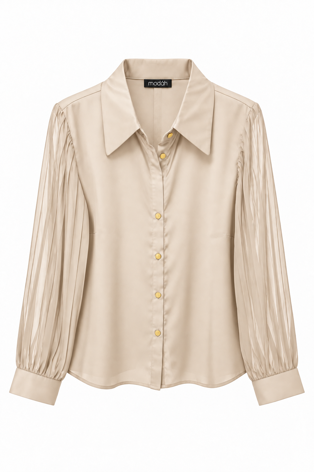 Camicia Elegante con Maniche Plissé