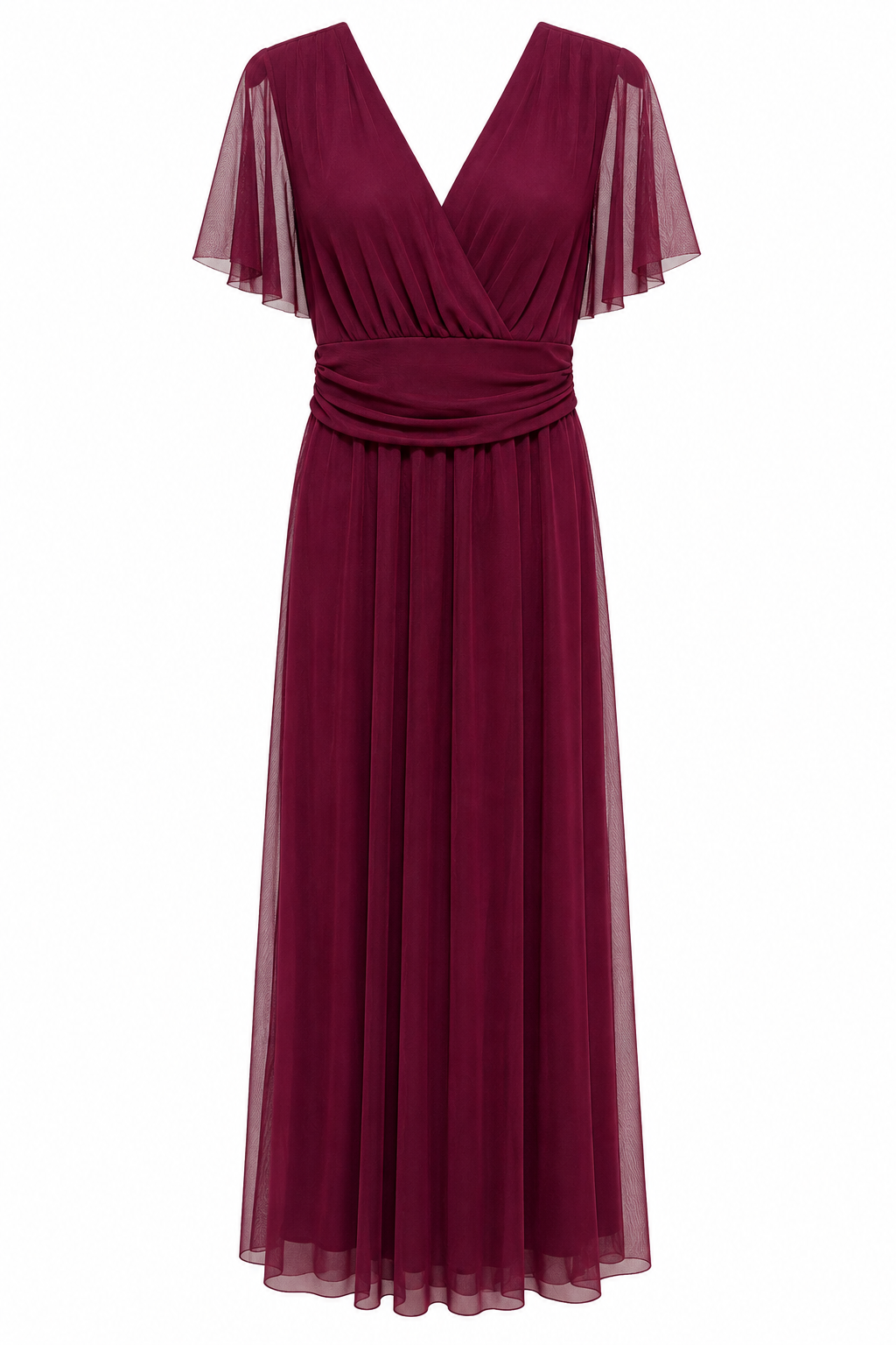 Elegante Abito Lungo in Tulle con Scollo a V