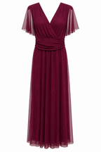 Elegante Abito Lungo in Tulle con Scollo a V