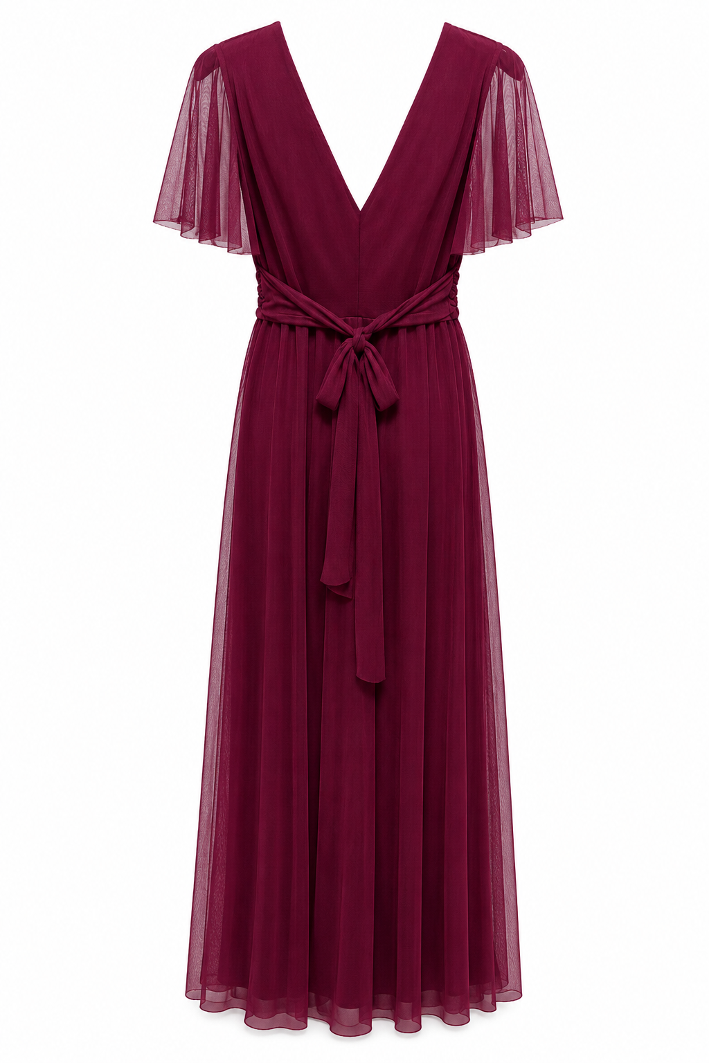 Elegante Abito Lungo in Tulle con Scollo a V