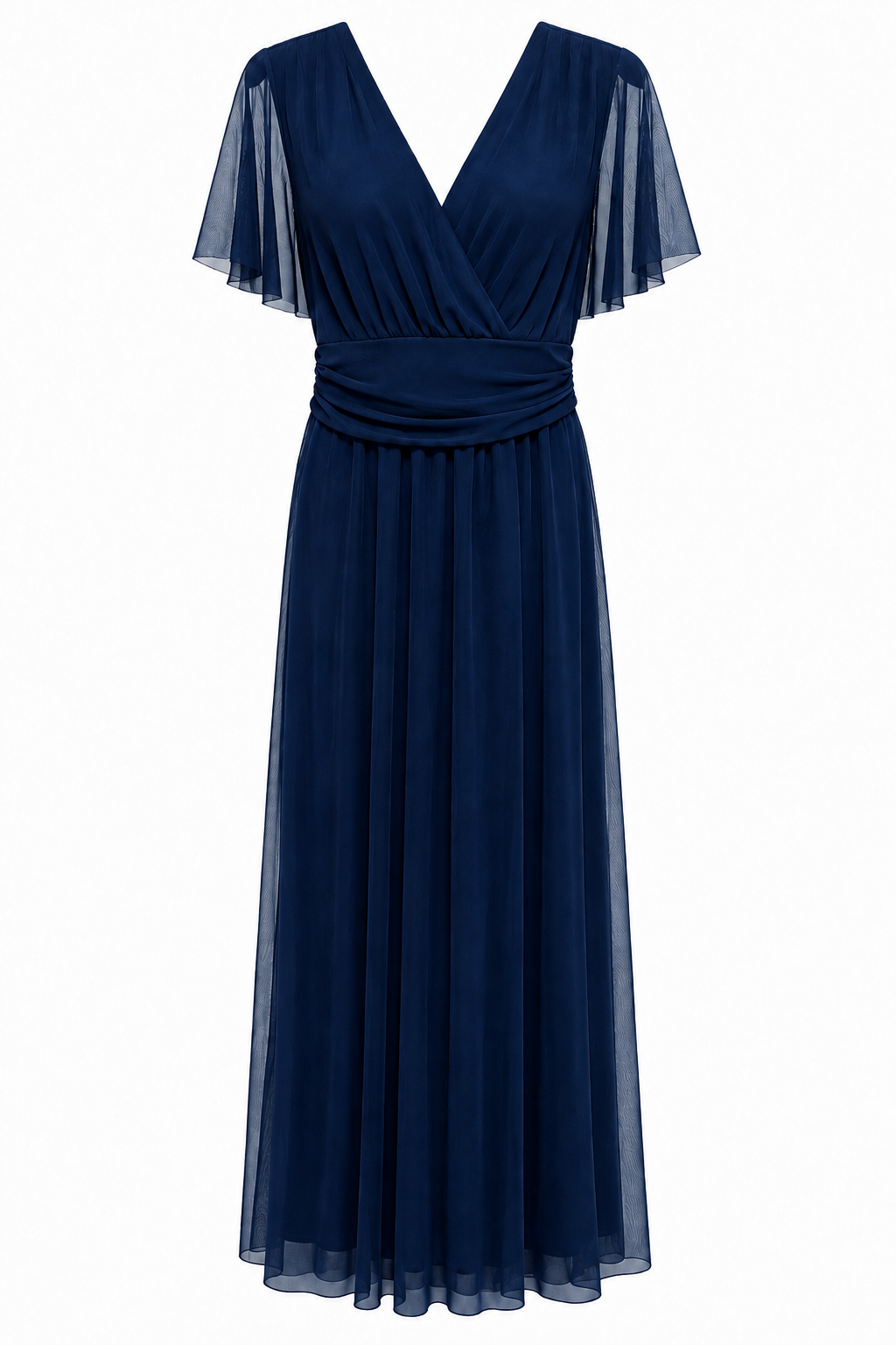 Elegante Abito Lungo in Tulle con Scollo a V