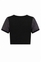 Crop Top Nero con Paillettes