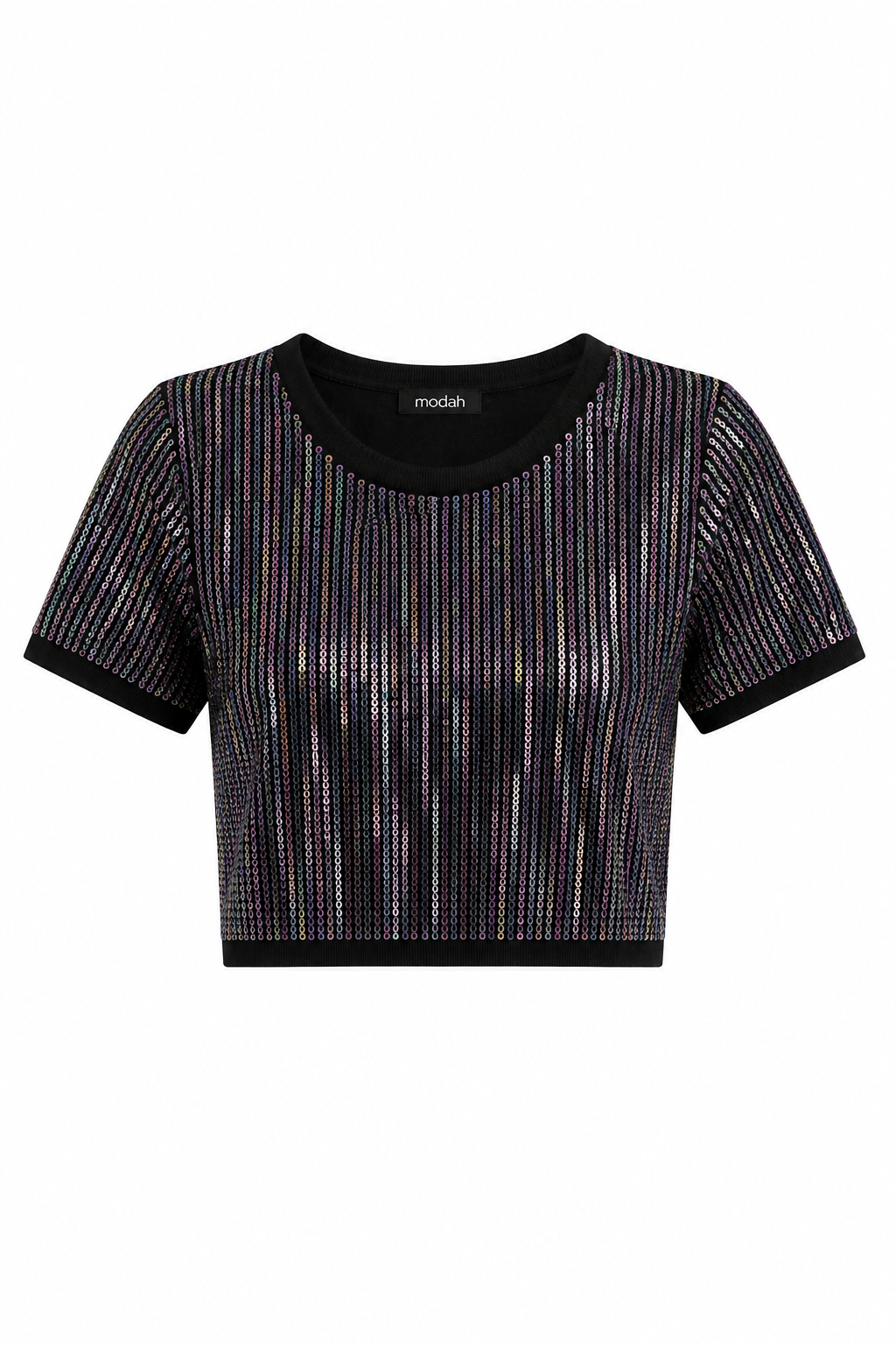 Crop Top Nero con Paillettes