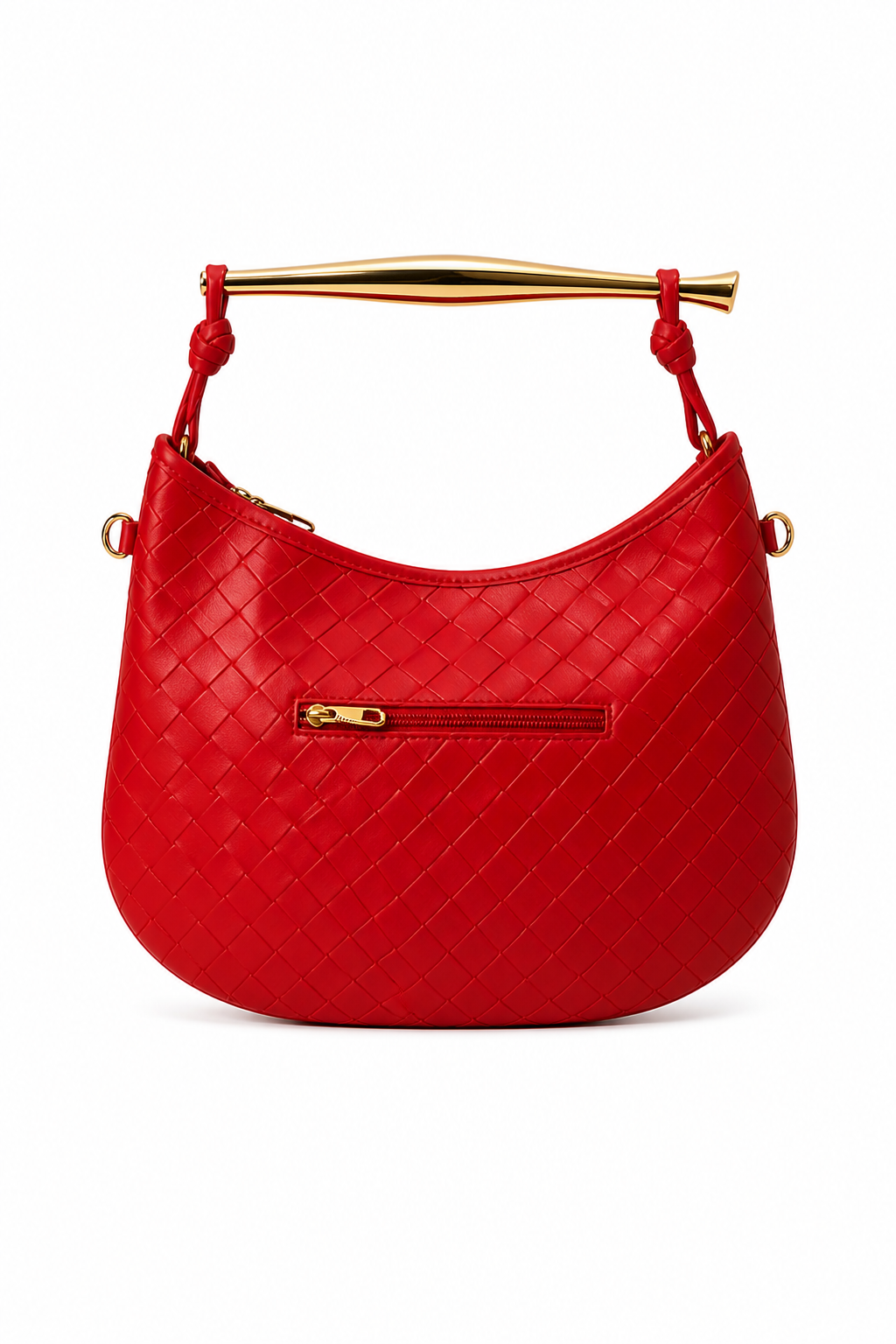 Borsa Hobo a Mezzaluna in Pelle Intrecciata