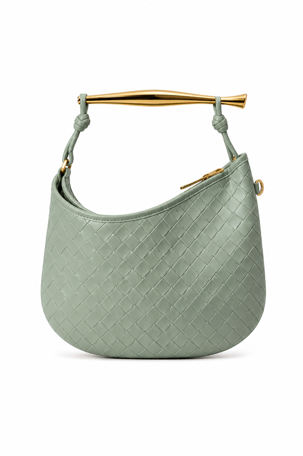 Borsa Hobo a Mezzaluna in Pelle Intrecciata