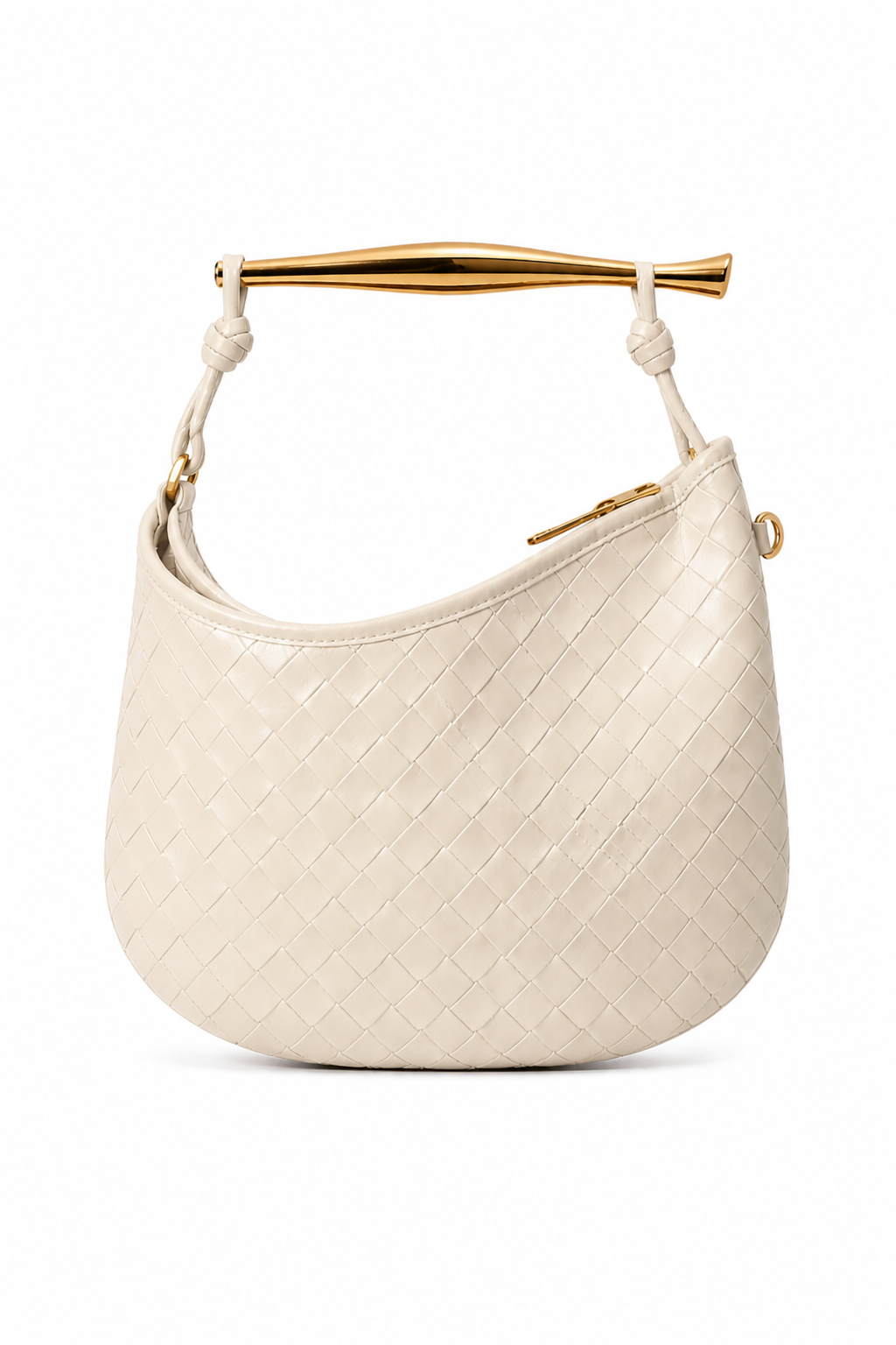Borsa Hobo a Mezzaluna in Pelle Intrecciata