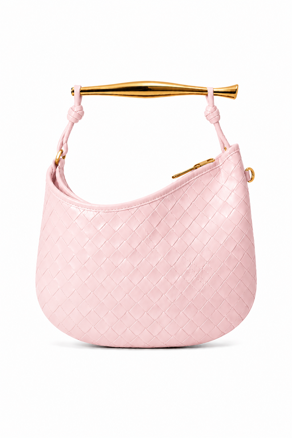 Borsa Hobo a Mezzaluna in Pelle Intrecciata