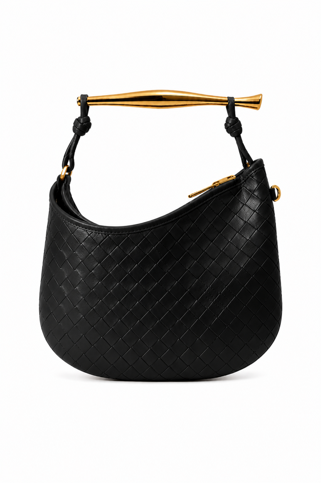 Borsa Hobo a Mezzaluna in Pelle Intrecciata
