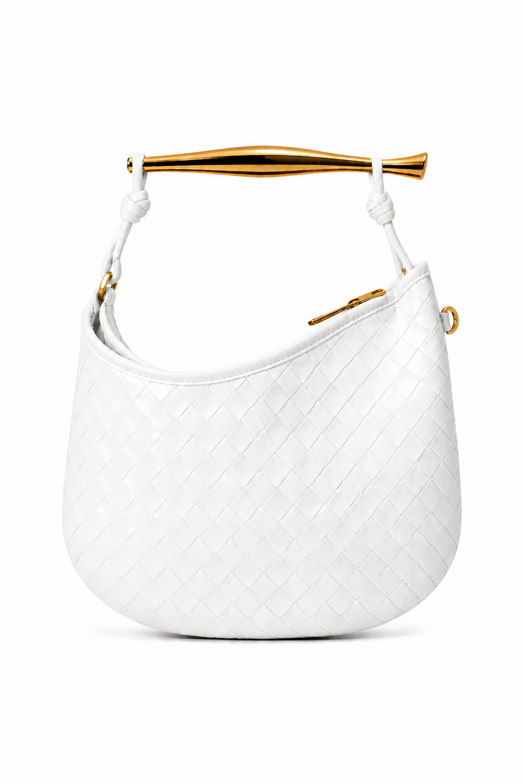 Borsa Hobo a Mezzaluna in Pelle Intrecciata