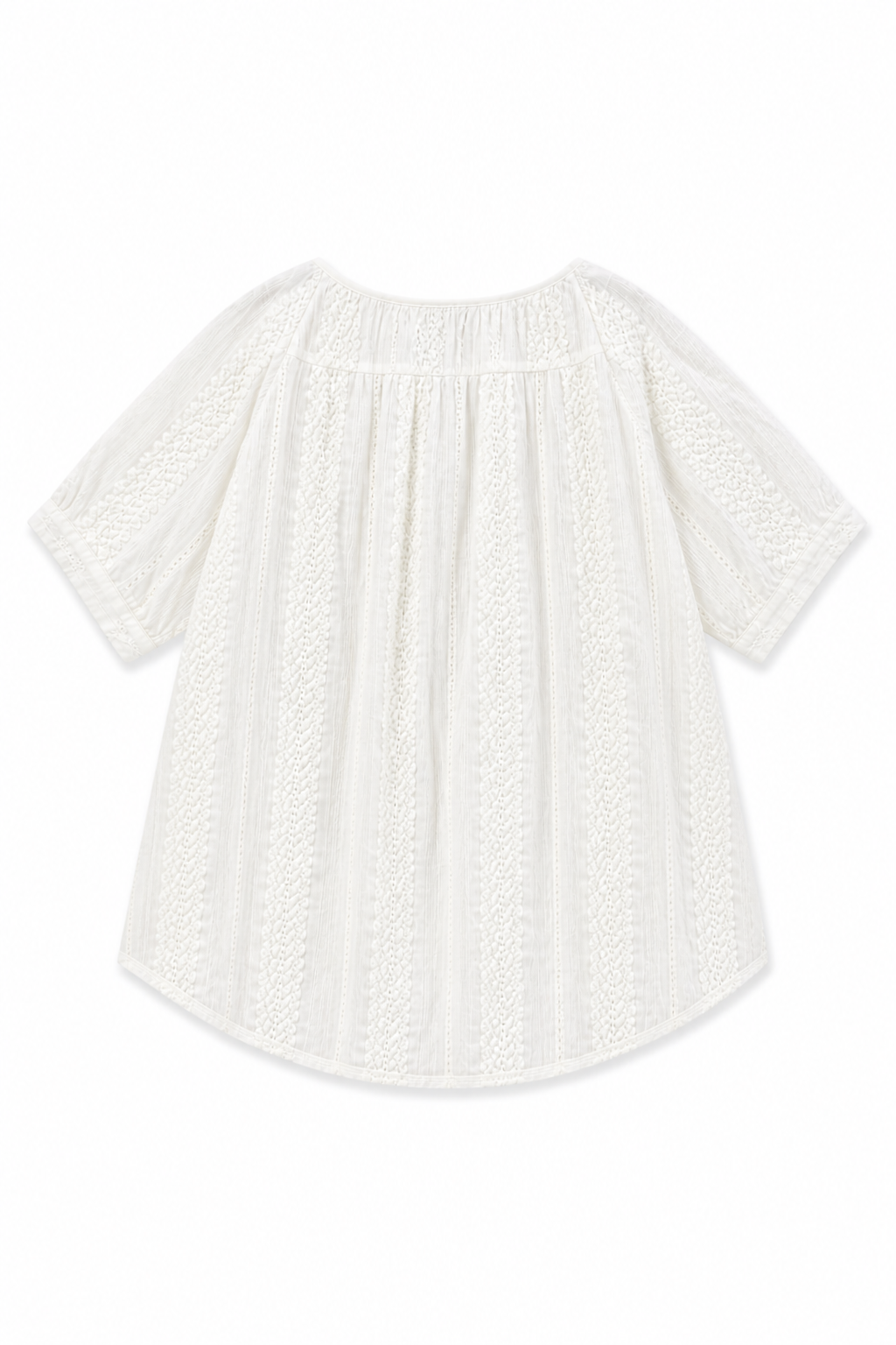 Blusa Boho-Chic a Righe e Ricami con Nappine