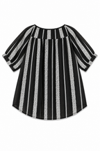 Blusa Boho-Chic a Righe e Ricami con Nappine