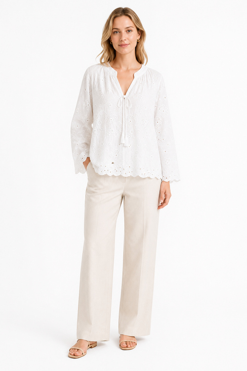 Blusa in Sangallo BIANCO