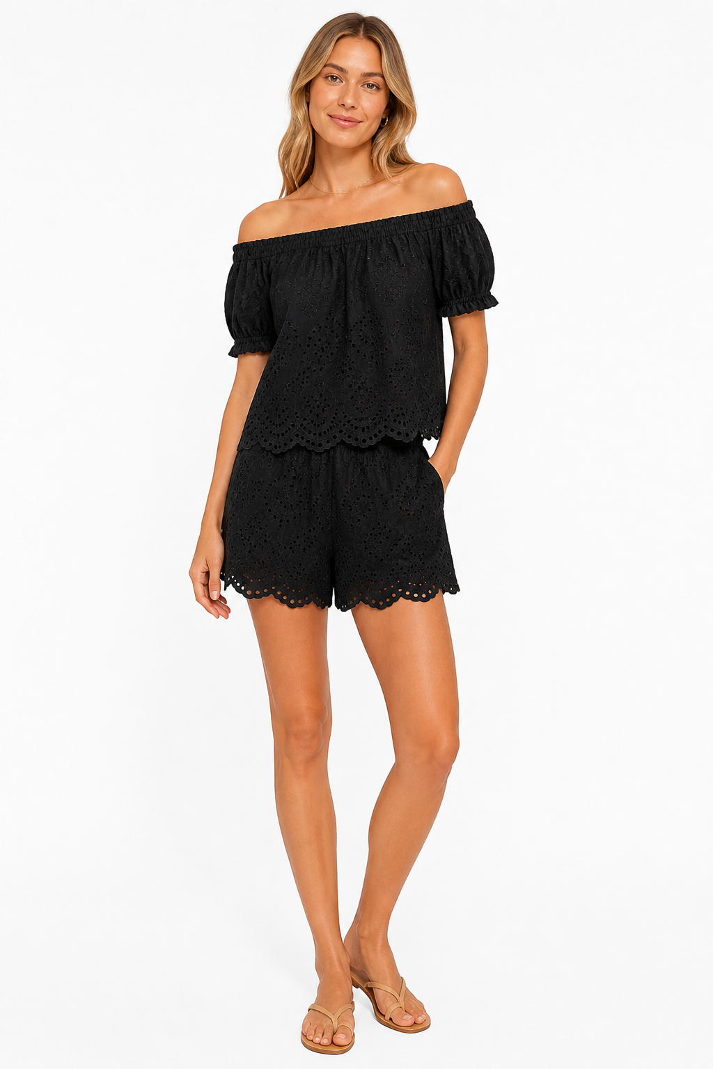 Pantaloncini in Cotone Sangallo