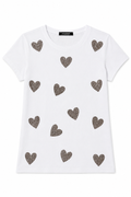 T-shirt con Pattern a Cuori Glitterati