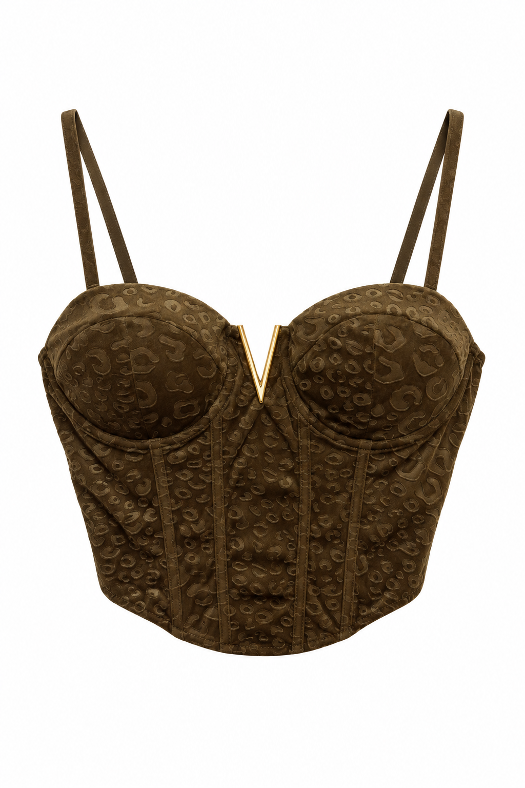 Top Bustino Suede Animalier con Dettaglio Dorato