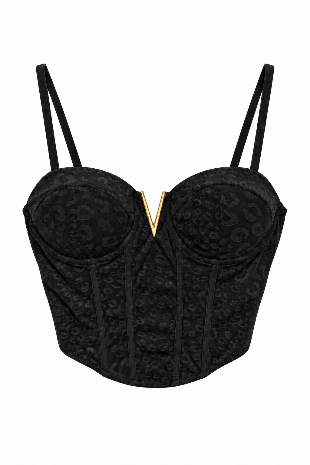 Top Bustino Suede Animalier con Dettaglio Dorato