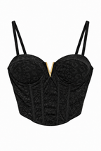Top Bustino Suede Animalier con Dettaglio Dorato