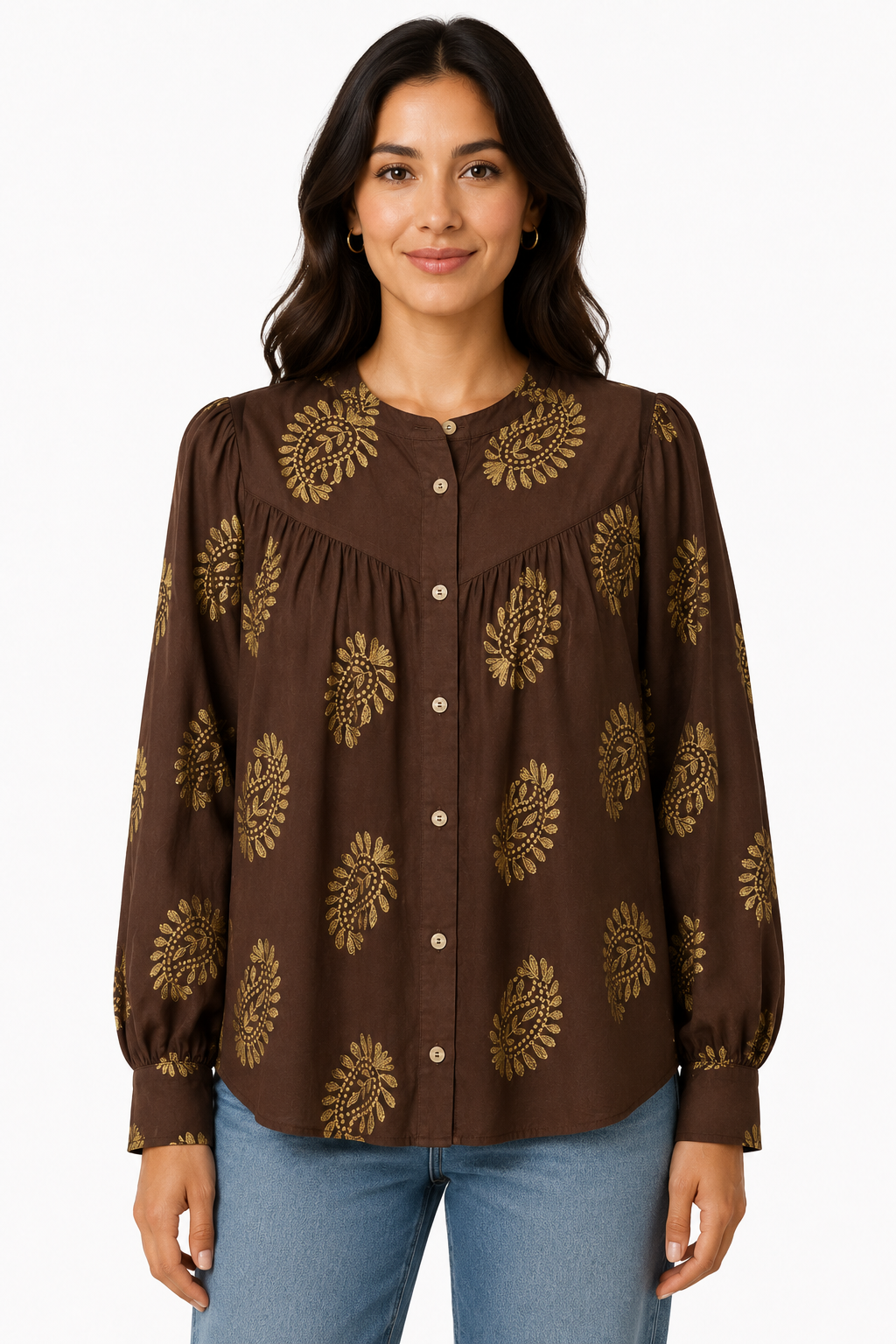 Camicia a Motivi Paisley Dorati