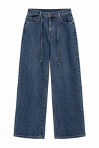 Jeans a Gamba Larga con Coulisse Integrata